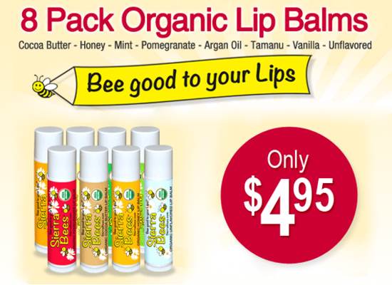 8 Pack Organic Lip Balms for ONLY $4.95